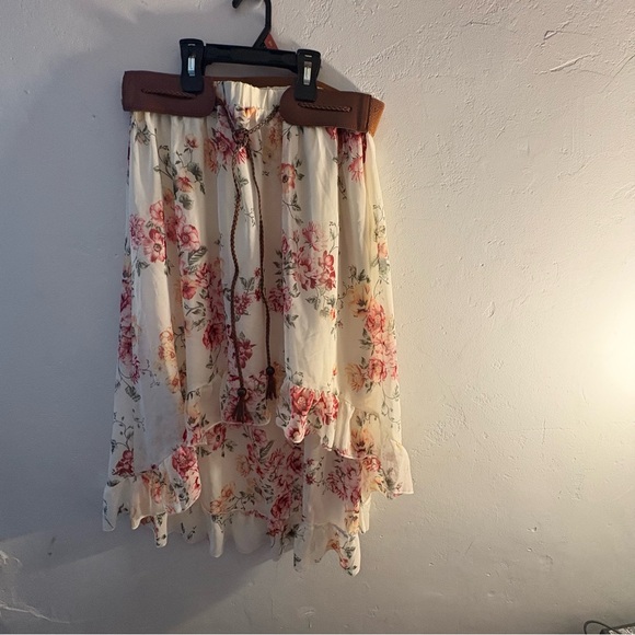 NWOT Floral High-Low Skirt with Ruffle Hem size XL - Picture 1 of 14